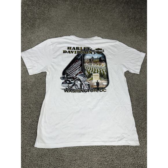 Harley Davidson Rolling To Remember Shirt Mens XL White DC Graphic Tee - Picture 6 of 9